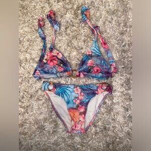 Multi color tropical floral two-piece bikini Size Small 👙